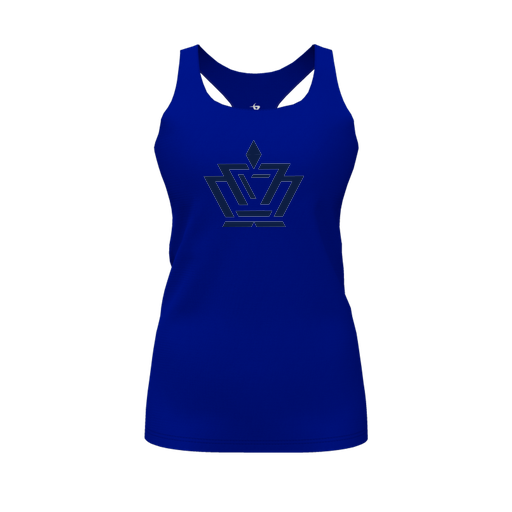 [CUS-DFW-RCBK-PER-RYL-FYS-LOGO2] Racerback Tank Top (Female Youth S, Royal, Logo 2)