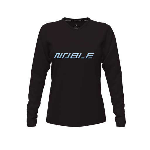 [CUS-DFW-TEES-PER-VNK-LSL-BLK-FYXS-LOGO1] Performance T-Shirt (Female Youth XS, Black, V Neck, Logo 1, Long Sleeve)