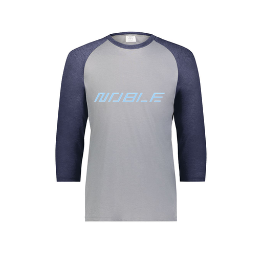 [6879.29V.S-LOGO1] Men's Vintage 3/4 Sleeve T-Shirt (Adult S, Navy, Logo 1)