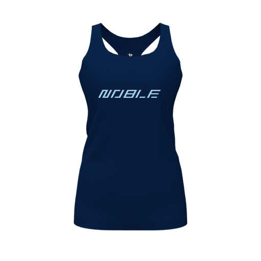 [CUS-DFW-RCBK-PER-NVY-FYS-LOGO1] Racerback Tank Top (Female Youth S, Navy, Logo 1)