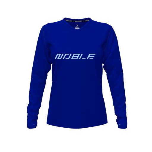 [CUS-DFW-TEES-CMF-VNK-LSL-RYL-FYXS-LOGO1] Comfort T-Shirt (Female Youth XS, Royal, V Neck, Logo 1, Long Sleeve)