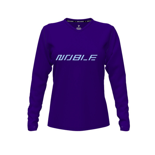 [FTLVCFPP-FYXS-LOGO1] Decker Comfort T-Shirt (Female Youth XS, Purple, V Neck, Logo 1, Long Sleeve)