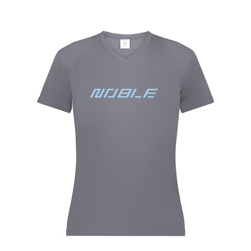 [2792.059.XS-LOGO1] Ladies Smooth Sport V-Neck T-Shirt (Female Adult XS, Gray, Logo 1)
