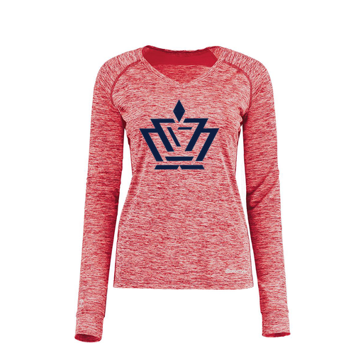 [222770.T20.XS-LOGO2] Ladies Electric Long Sleeve Shirt (Female Adult XS, Red, Logo 2)