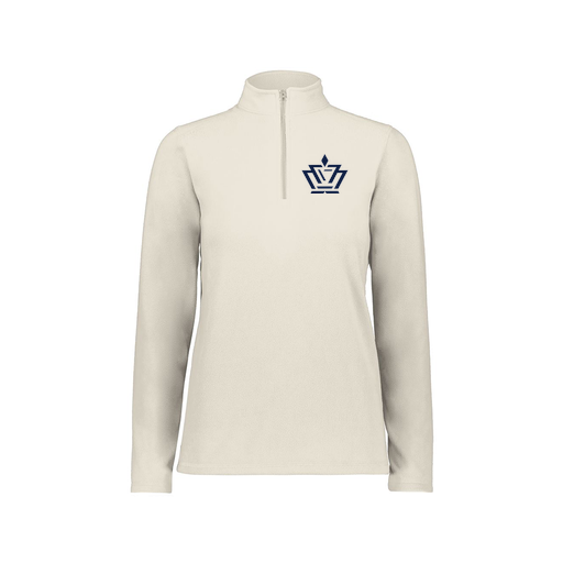 [6864.53T.XS-LOGO2] Ladies MicroFleece 1/4 Zip Pullover (Female Adult XS, White, Logo 2)