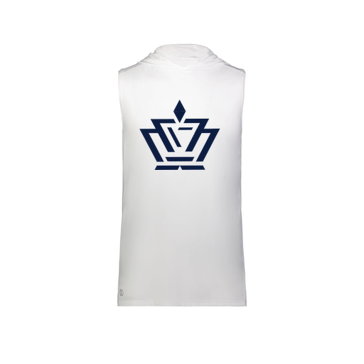 [222590.005.XS-LOGO2] Men's CoolDry Sleeveless Hoodie (Adult XS, White, Logo 2)