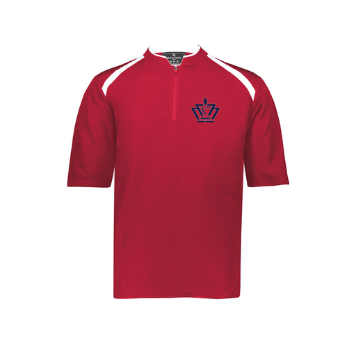 [229581-AS-RED-LOGO2] Men's Dugout Short Sleeve Pullover (Adult S, Red, Logo 2)