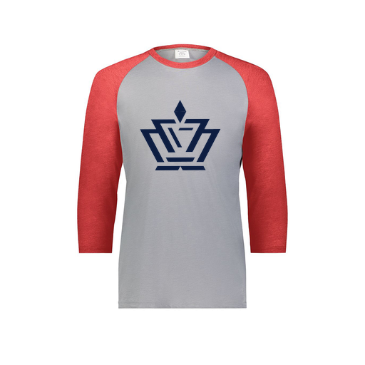 [6879.27V.S-LOGO2] Men's Vintage 3/4 Sleeve T-Shirt (Adult S, Red, Logo 2)