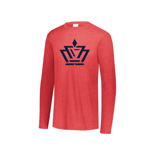 [FTLCUBRD-YS-LOGO2] Decker Youth Tri-Blend T-Shirt - Long Sleeve (Youth S, Red, Logo 2)