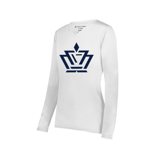 [222824.005.S-LOGO2] Ladies LS Smooth Sport Shirt (Female Adult S, White, Logo 2)