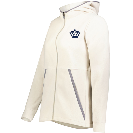 [6860.53T.XS-LOGO2] Ladies Chill Full Zip Fleece (Female Adult XS, White, Logo 2)